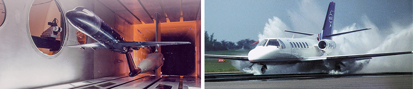 Fokker 100 windtunnelmodel en NLR Cessna Citation